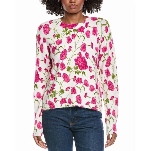 CeCe womens Flower Printed Pullover, l, White