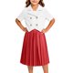 thumbnail image 4 of Odeerbi Niñas 2 Piezas Preppy Traje Manga Corta Muesca Solapa Blazer Chaqueta y Falda Plisada Conjunto Uniforme Escolar, 4 of 5