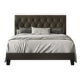 thumbnail image 3 of Home Design Daisy Full Modern Upholstered Platform Bed Frame with Button Tufted Headboard, PU Brown Leather, Easy Assembly, 3 of 7