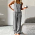 thumbnail image 5 of EHQJNJ Rave Outfits for Women Set Sweatsuit Set for Women Petite Women's Summer Solid Color Thin Pajamas Sleeveless Suspenders Trousers Set Loose Fashion Cotton and Linen Home Clothes Women, 5 of 5