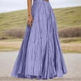 thumbnail image 2 of MIXUE Skirts For Women Summer Solid Color Pleated Elastic High Waist A Line Elegant Maxi Skirt Holiday-Wear,Purple,XL, 2 of 5
