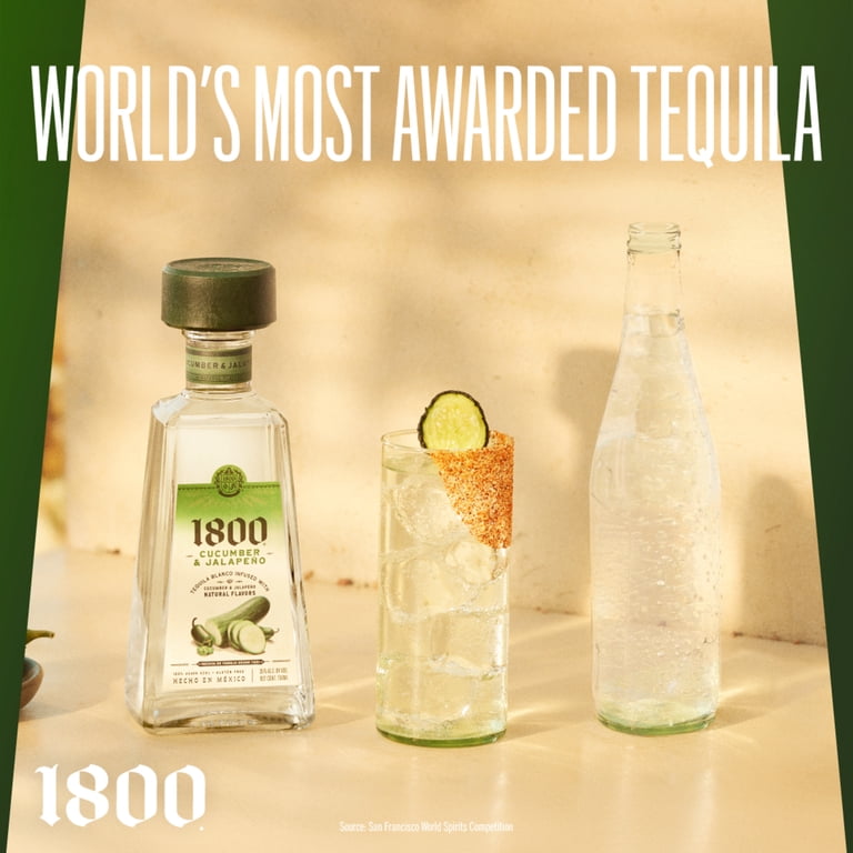 1800 Cucumber & Jalapeño Tequila, 750 ml Glass Bottle, 35% ABV