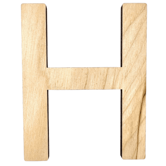 20" Tall MDF Letter H | 1/4" Thick Birch | Krafty Supply Letters | Arial | Wooden Letter