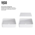 thumbnail image 5 of VIGO Matte Stone Jasmine Composite Rectangular Vessel Bathroom Sink in White with Faucet and Pop-Up Drain in Matte Black, 5 of 12
