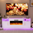 thumbnail image 2 of Waleaf Fireplace TV Stand with 36" White Electric Fireplace for TVs Up to 80",70" Modern Wood Media TV Console with Fireplace for Living Room, 2 of 8