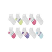 Athletic Works Girls’ Cushioned Comfort Ankle Socks, 10 Pack, Sizes S-L