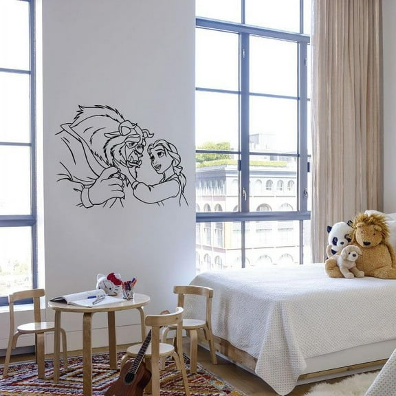 Beauty And The Beast Dancing Romantic Love Beauty And Beast Portrait Silhouette Belle Disney Princess Disney Movie Vinyl Wall Art Sticker Decal Wall Decoration Home Kids Room Design Size (10x10 inch)