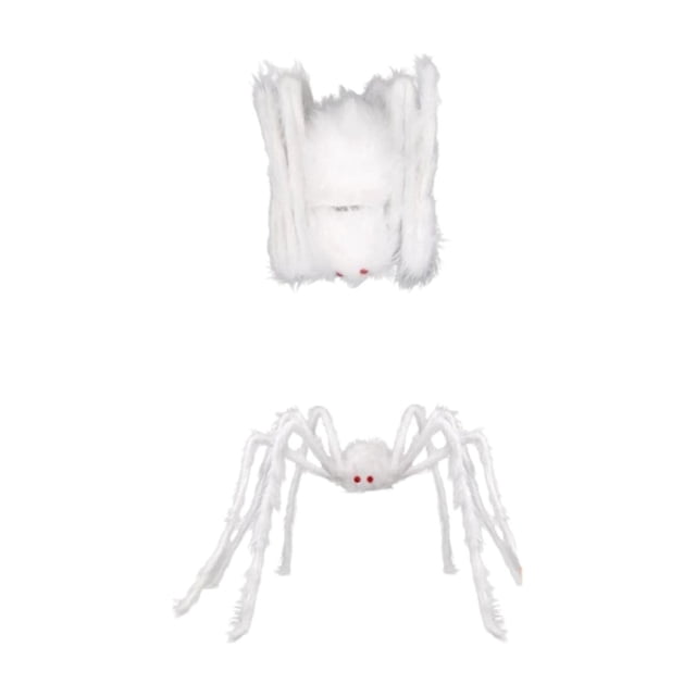 Decoración de campo de araña de peluche blanca, accesorios de decoración de sala de escape de casa embrujada de Halloween