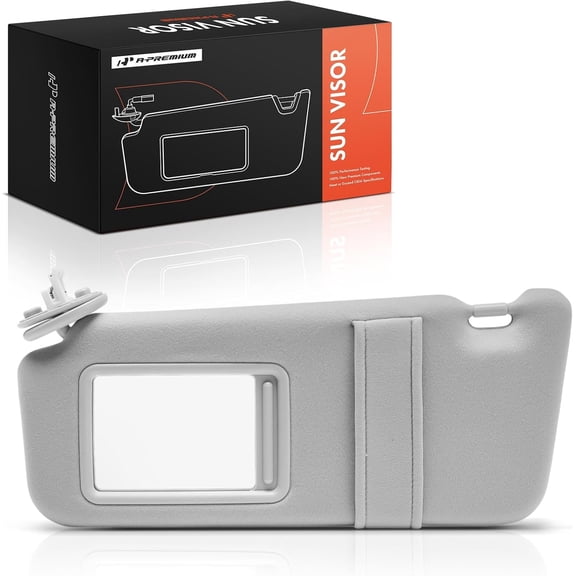 A-Premium Driver Left Side Sun Visor Compatible with Toyota Venza 2009 2010 2011 2012 2013 2014 2015 2016 - with Vanity Mirror, with Vanity Light, Gray Color - Replaces 743200T022B1