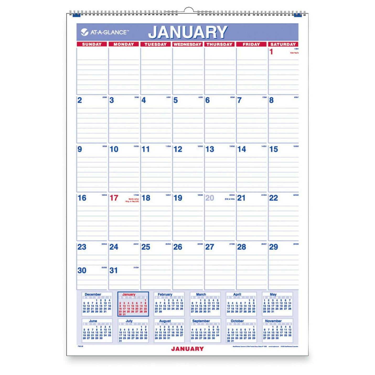 AtAGlance PM22810 Ruled Blocks Wall Calendar