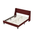 thumbnail image 2 of Miniyam Queen Size Upholstered Bed Frame with Wingback Headboard, No Box Spring Needed, Wine Red, 2 of 7