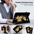 thumbnail image 5 of ELEHOLD for  iPad Pro 13 2024 Case, PU Leather Flowers Pretty Unique Design Slim Adjustable Stand Cover with Auto Sleep Wake Folio Cover Case for iPad Pro 13 2024,Golden Butterfly Roses, 5 of 6