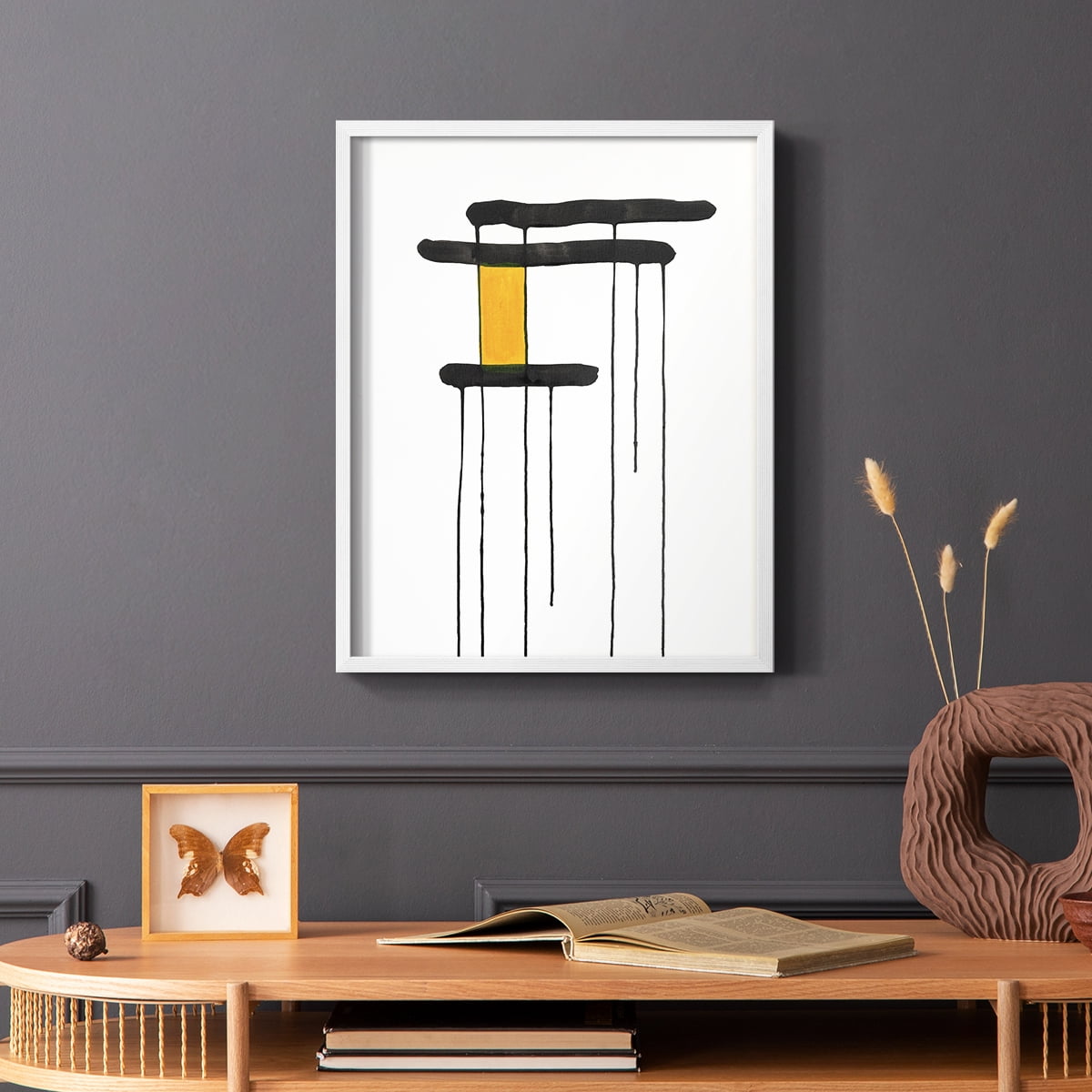 Golden Waterfall I in White Solid Wood 8 x 10 Framed Print