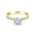 thumbnail image 2 of Gem Stone King 10K Yellow Gold 7MM Round Moissanite and Lab Grown Diamond Engagement Ring for Women | 1.40 Cttw (Size 9), 2 of 4