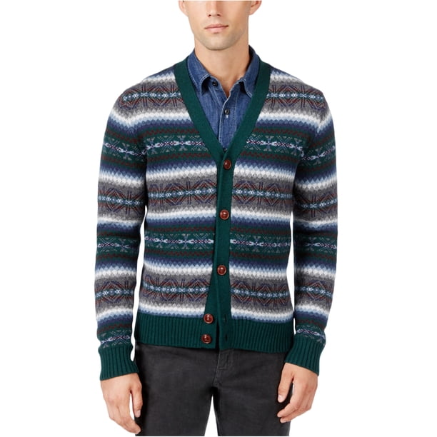 Tommy Hilfiger Mens Multi-Tone Cardigan Suéter, Verde, Pequeño Tommy Hilfiger Cárdigan