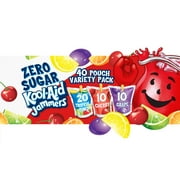 Kool-Aid Jammers Tropical Punch, Cherry & Grape Zero Sugar Artifically Flavored Soft Drink Variety Pack, 40 ct Box, 6 fl oz Pouches