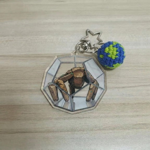 Project Hail Mary Rocky Acrylic Keychains with Earth Crochet | Rocky Keychains | Amaze fan art | Mini Grace Figurine (1 keychain)