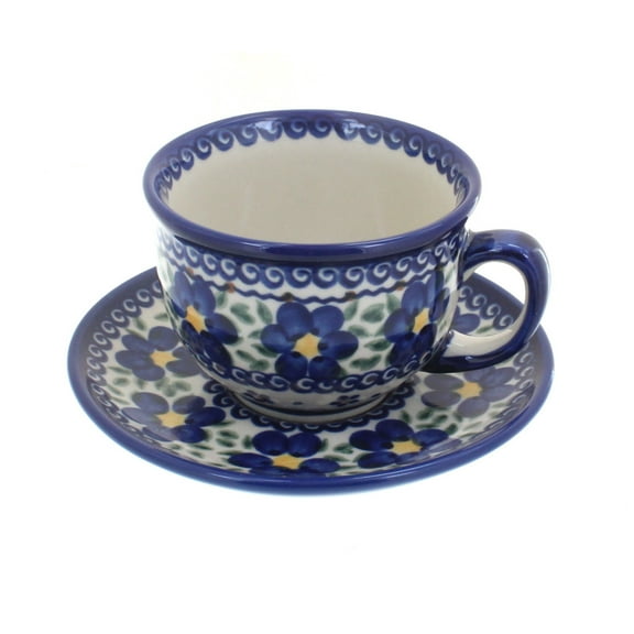 Blue Rose Polish Pottery Spring Blossom Cup & Saucer