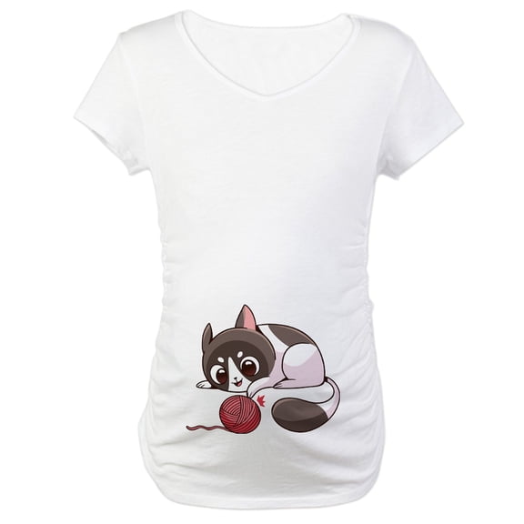 CafePress - Cute Kawaii Cat Maternity T Shirt - Cotton Maternity T-shirt, Cute & Funny Pregnancy Tee