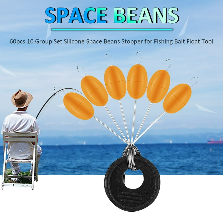 60pcs 10 Group Set Silicone Space Beans Stopper Fishing Bait Float