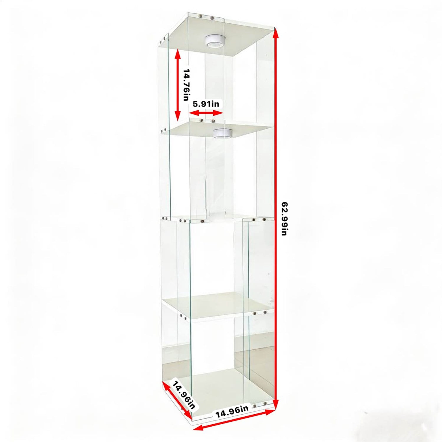 Rotatable Four-Layer Tempered Glass Display Cabinet, White