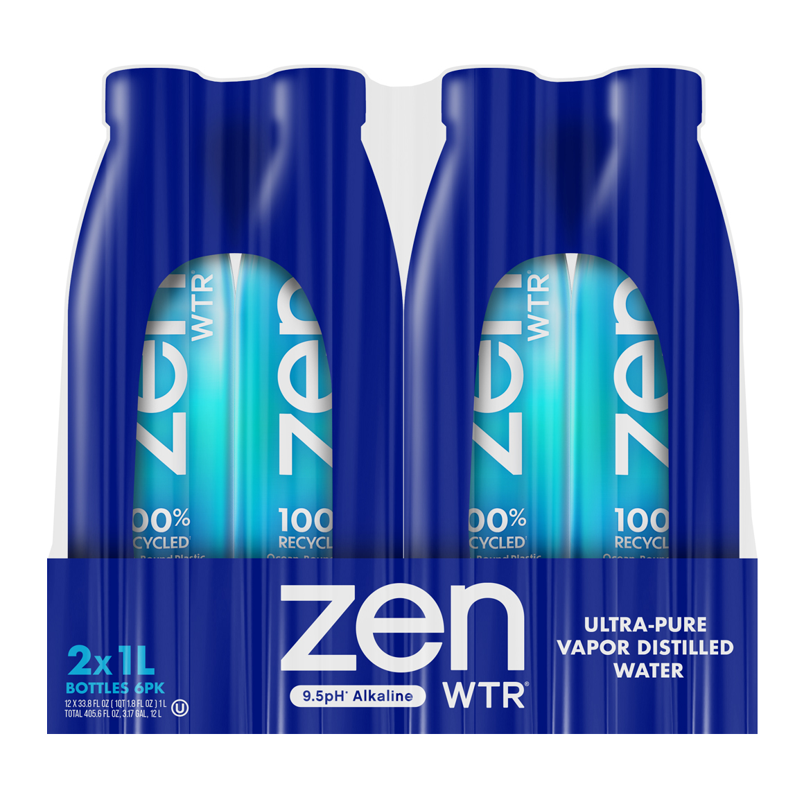 Zen Wtr Vapor Distilled 9.5 pH Alkaline Water 12 - 33.8 fl oz Bottles