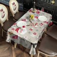 thumbnail image 6 of Beige Christmas Santa and Reindeer Pattern Rectangle Tablecloth 60"x102",Waterproof Polyester Rectangle Table Cloth, Wipeable Spillproof Polyester Tablecloth for Dining, Camping, Indoor and Outdoor, 6 of 6