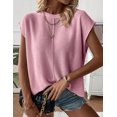 thumbnail image 5 of Women's 2025 Summer Cap Sleeve Tops Casual Crew Neck Loose Fit Knit Lightweight Sweater Pullover Top, 5 of 6