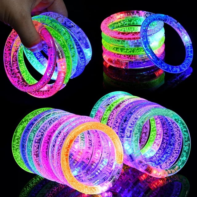 Pulseras LED - 16 unidades - Accesorios brillantes para fiestas que brillan en la oscuridad - Pulseras luminosas - Juguetes luminosos como regalos de cumpleaños - Pulseras para niños y adultos