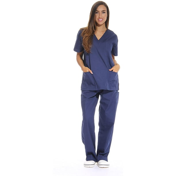Conjuntos médicos para mujer Uniformes médicos de seis bolsillos (cuello en V con pantalón cargo) Xemadio LRWJ116-22