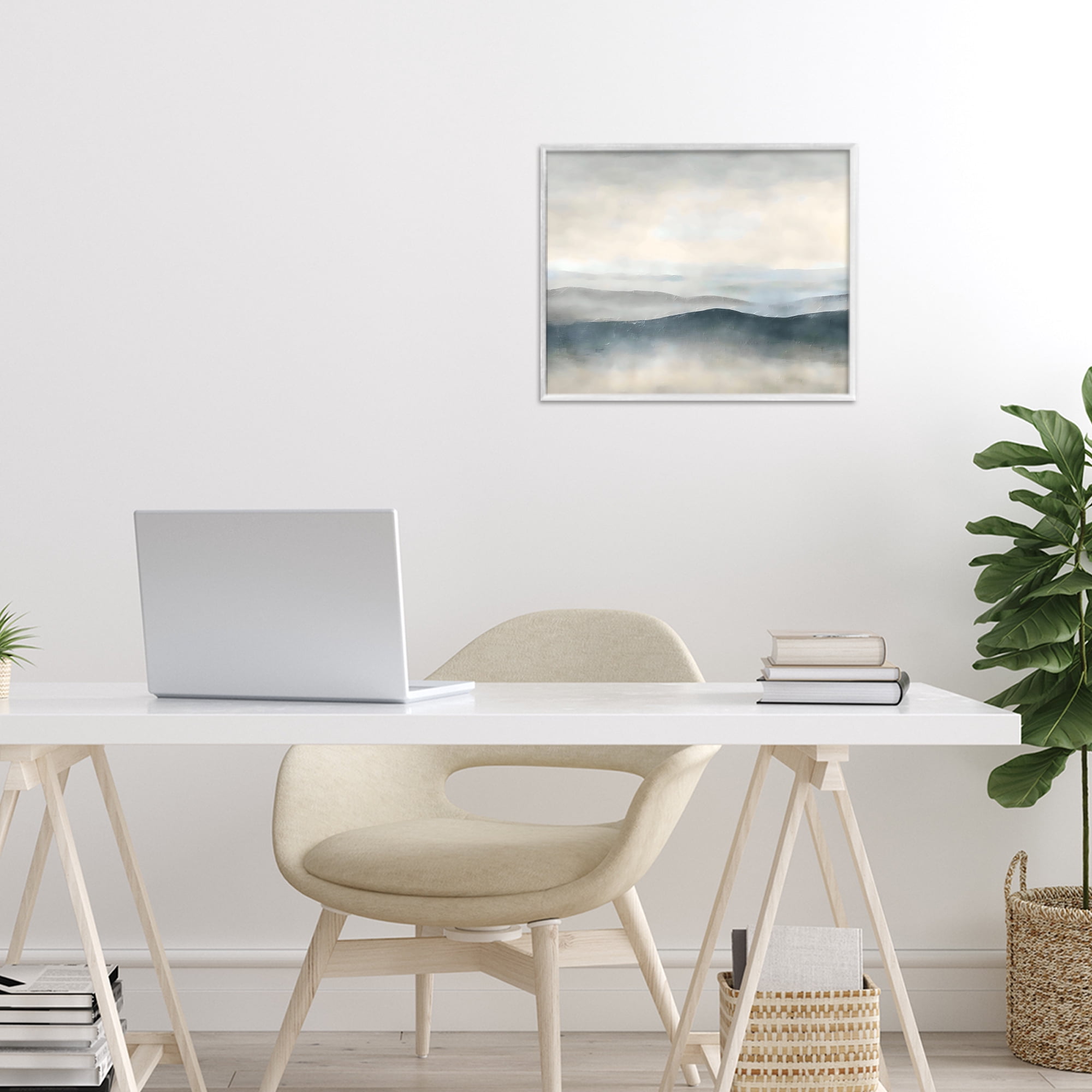 Stupell Industries Muted Horizon Serenity White Framed Giclee Art, design by Riley B