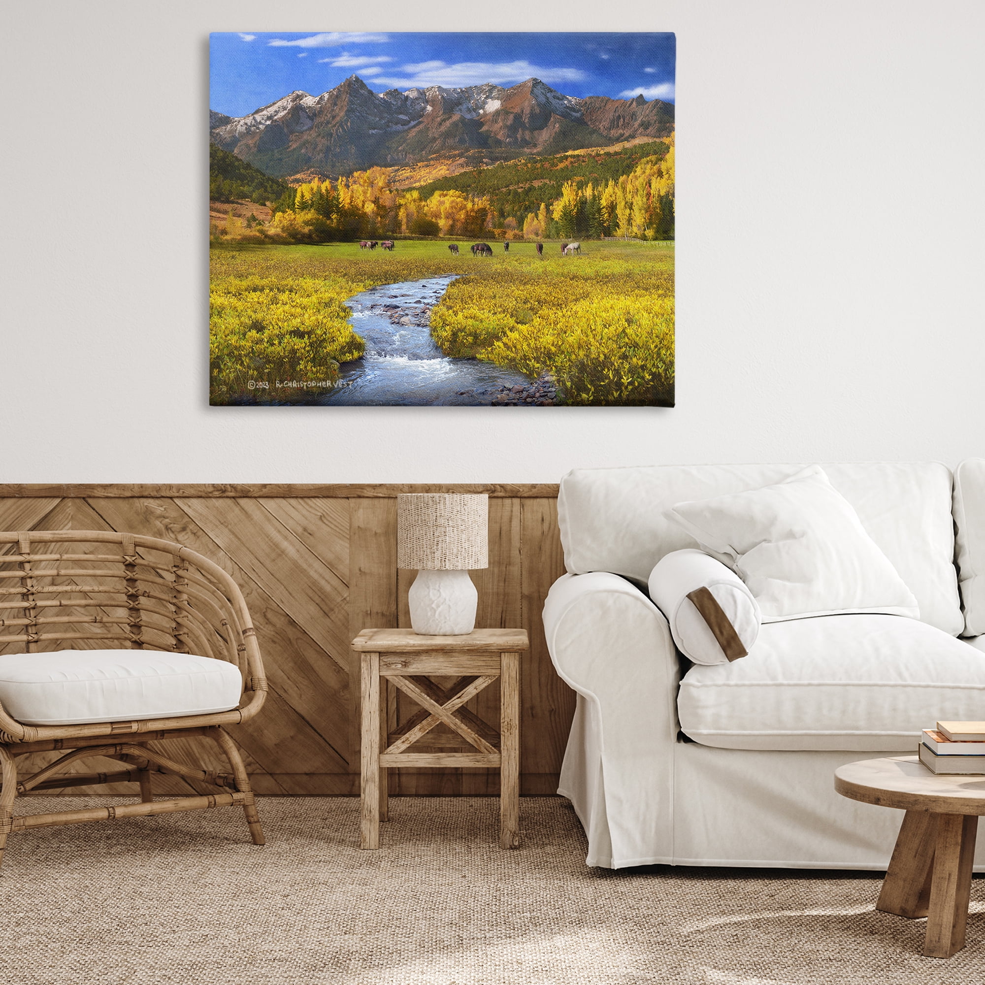 Stupell Industries Horse Ranch Autumn View Landscape & Nature Photography Wrapped Canvas Art Print Wall Art, 48 x 36