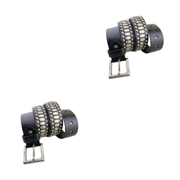 Cinturón punk Sonducket para hombres y mujeres con remaches estilo punk rock negro 110cm 2Conjunto
