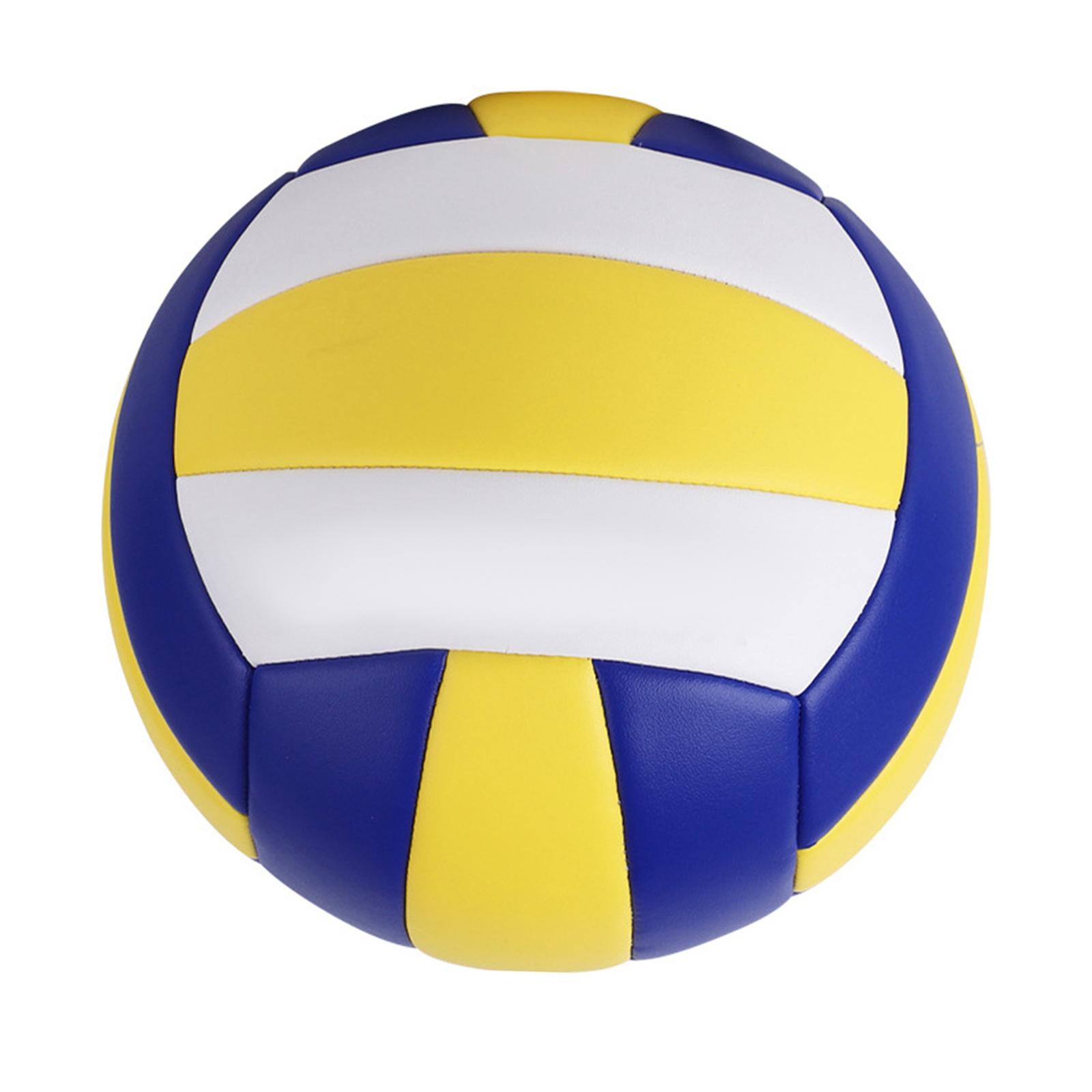 Professional Indoor Volleyball PU Leather Outdoor Ball w/ Ball Pump Beach Gym Training play children Beginner Teenager Blue Yellow - image 2 of 11