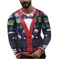 thumbnail image 1 of Pompotops Hauts Amusants pour Hommes Imprimé de Noël Col Rond Manches Longues T-Shirt Blouse en Solde, 1 of 5