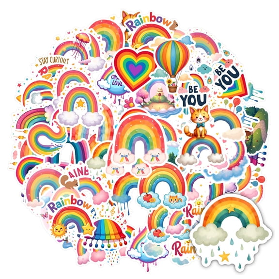 35pcs-50pcs Cute Rainbow Stickers Animal Fun Stationery Stickers Kids Stickers  for Laptop Suitcase Notebook