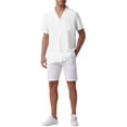 thumbnail image 2 of CAMISAS DE LINO PARA HOMBRE CON COLLAR CAMP, MANGA CORTA, BOTONES, CAMISAS DE VERANO PARA PLAYA XL BLANCA, 2 of 6