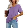 thumbnail image 4 of Aloohaidyvio Tops for Women,Fashion Womens Summer V-Neck Solid Short Sleeve Casual Top Blouse, 4 of 5