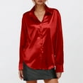 thumbnail image 2 of Women'S Clothing, Womens Tops, Women's Long Sleeve Blouse in Satin Feel Soft Fabric for Everyday and Versatility, 2 of 5