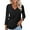 #1 Black(3/4 sleeve), variant on VDJ Women Tops Button V Neck 3/4 Sleeve T Shirts Casual Fall Tops Solid Color Basic Cute Pink Tee Clothes Size XL