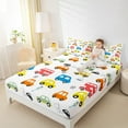 thumbnail image 4 of Homewish Multicolor Cartoon Car Twin Sheet Sets,Toy Car Twin Fitted Sheet,White Yellow Orange 03 For Boys Kids,Super Cozy Room Decor,3pcs, 4 of 7