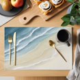 thumbnail image 2 of Haze Blue Beach Coastal Placemats Set of 6, Summer Ocean Nautical Seaside Placemats for Dining Table, Place Mats for Kitchen Tabletop, Waterproof Wipeable Dining Table Mats Set, 2 of 9