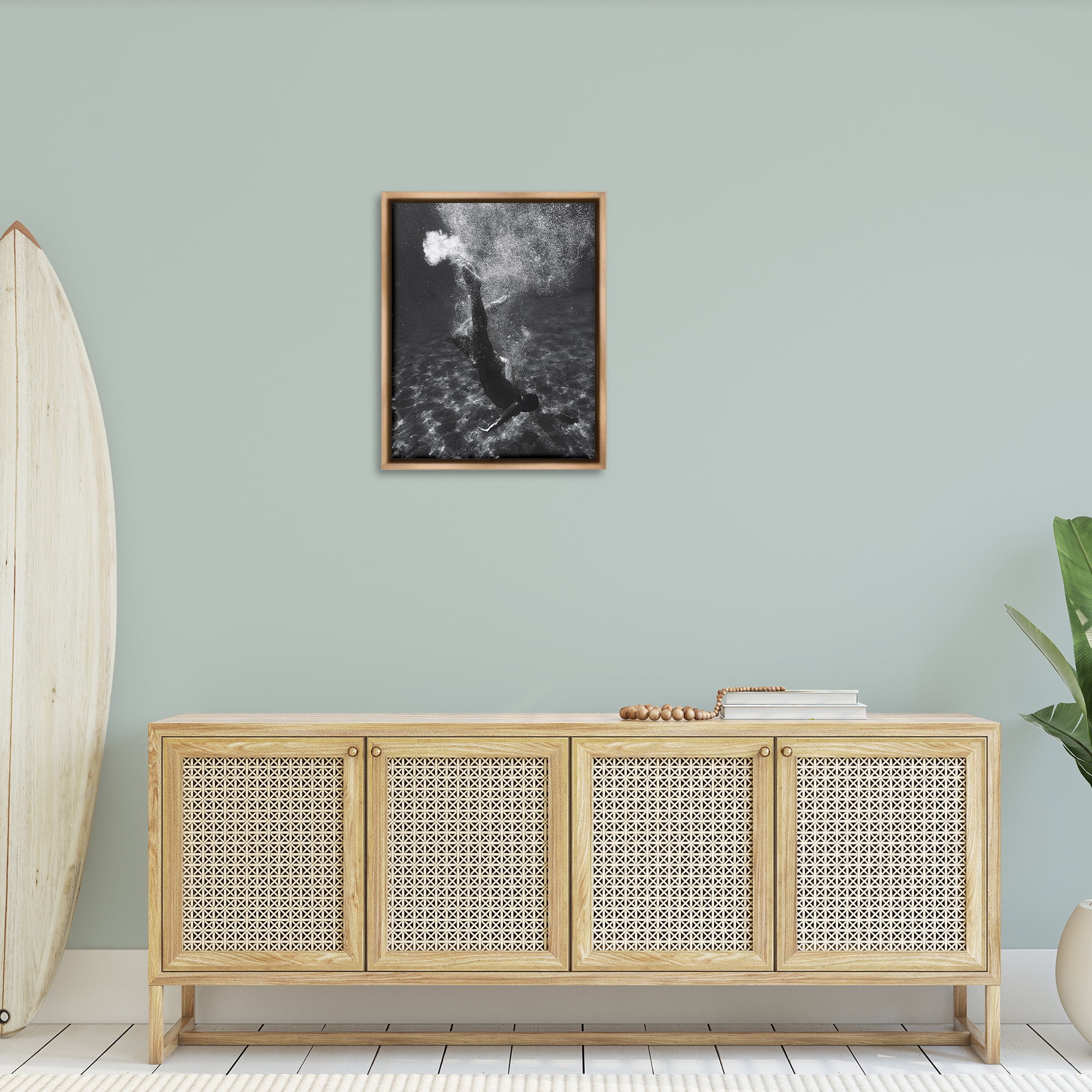 Stupell Industries Deep Ocean Diving Novelty Photography Brown Floater Framed Canvas Art Print Wall Art, 25 x 31
