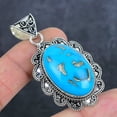 thumbnail image 2 of Natural Turquoise Gemstone 925 Sterling Silver Jewelry Pendant 2.32", 2 of 2