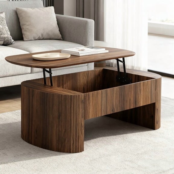 Finmind 47" Oval Lift Top Coffee Table with Hidden Storage, Mid Century Modern Center Table