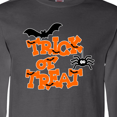 thumbnail image 3 of Inktastic Halloween Trick-or-Treat with Spider and Bats Long Sleeve T-Shirt, 3 of 4