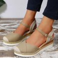 thumbnail image 5 of Modisza Women Espadrilles Wedge Sandals Summer Casual Walking Sandal Closed Toe Arch Support Shoes with Buckles Ankle Strap Khaki Size 5.5, 5 of 8