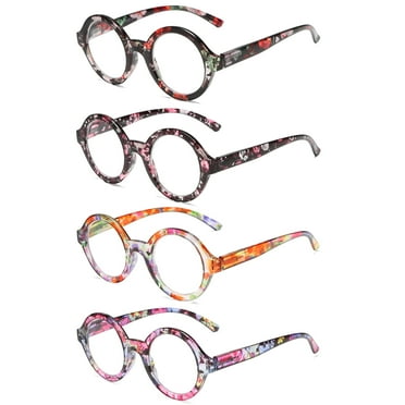  3.50 Bevieyewear® Women's Round Blue Light Reducing Single Vision Plastic Reading Glasses, 4 Pair