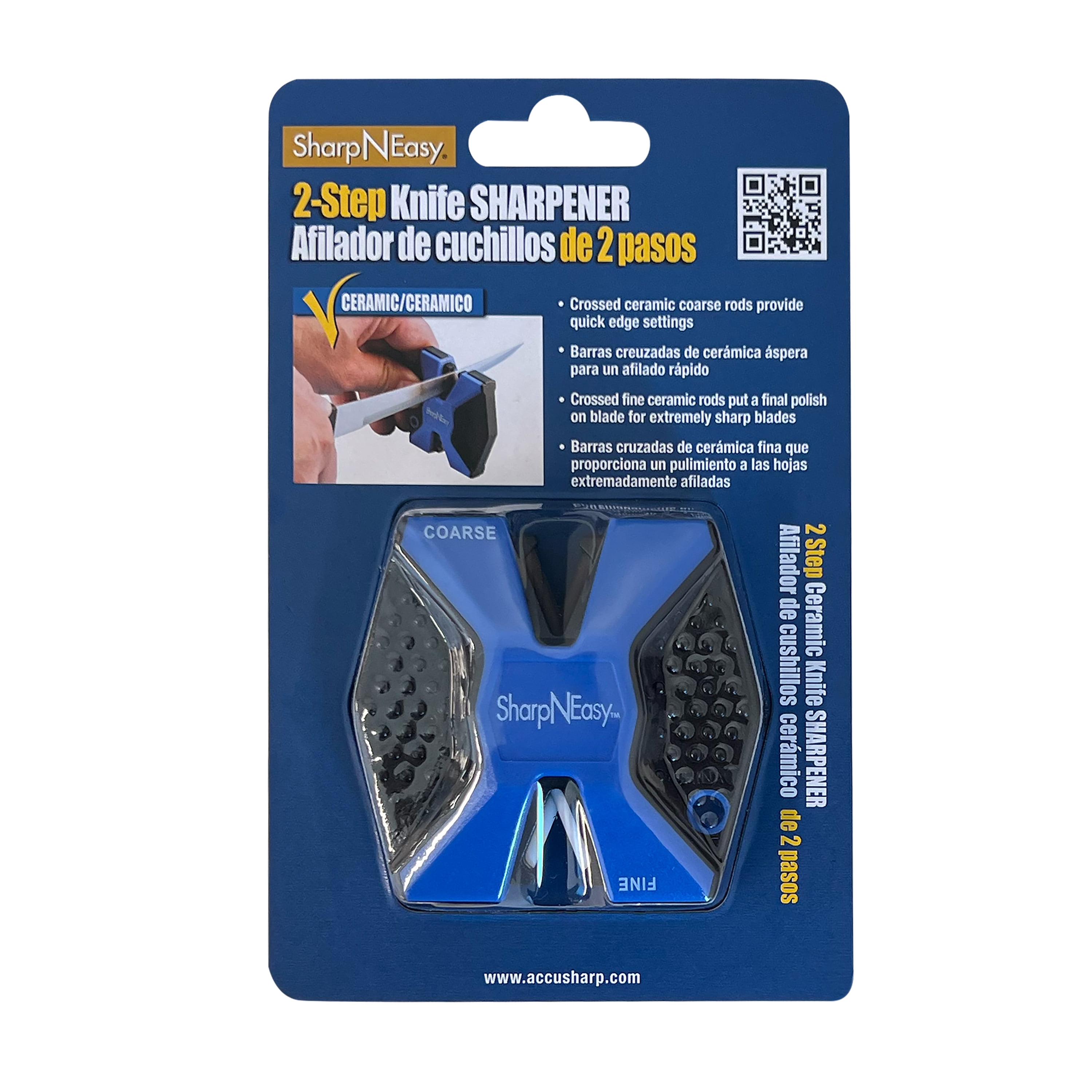  AccuSharp Diamond Pro 2-Step Knife Sharpener - Sharpens,  Restores, & Hones - 2-Step Coarse and Fine Rods for Kitchen Knives & All  Types of Blades - Keychain Pull Through Knife Sharpener 