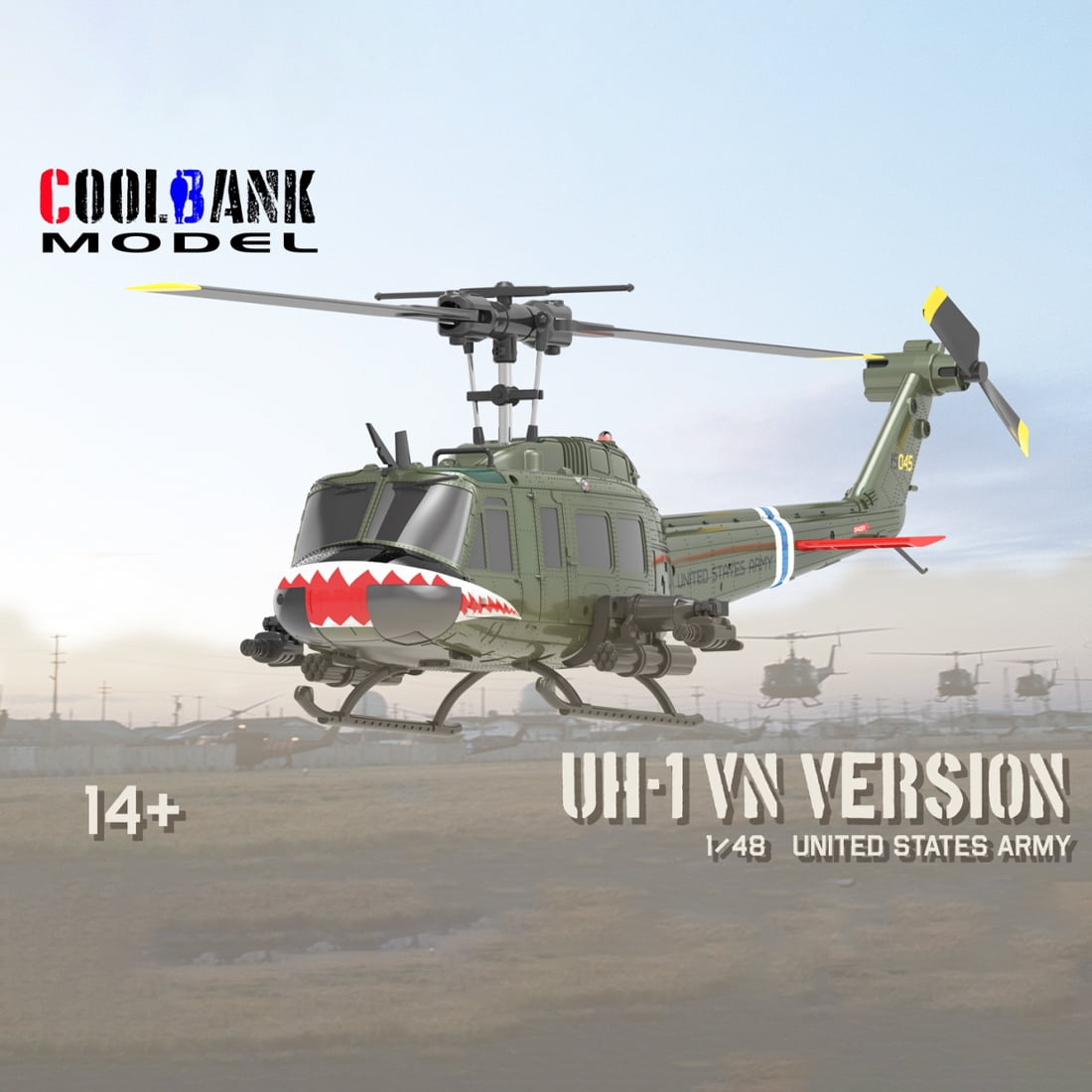 RC ERA C032 UH-1 Huey 1/48 Scale RC Helicopter for Adults, 6CH 2.4G Gyro Stabilized Aircraft with Fly Upside Down 3D Rolling & Altitude Brushless Motor -RTF/2 Battery
